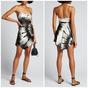 Retrofete Auris Tie Dye Silk Asymmetrical Mini Dress